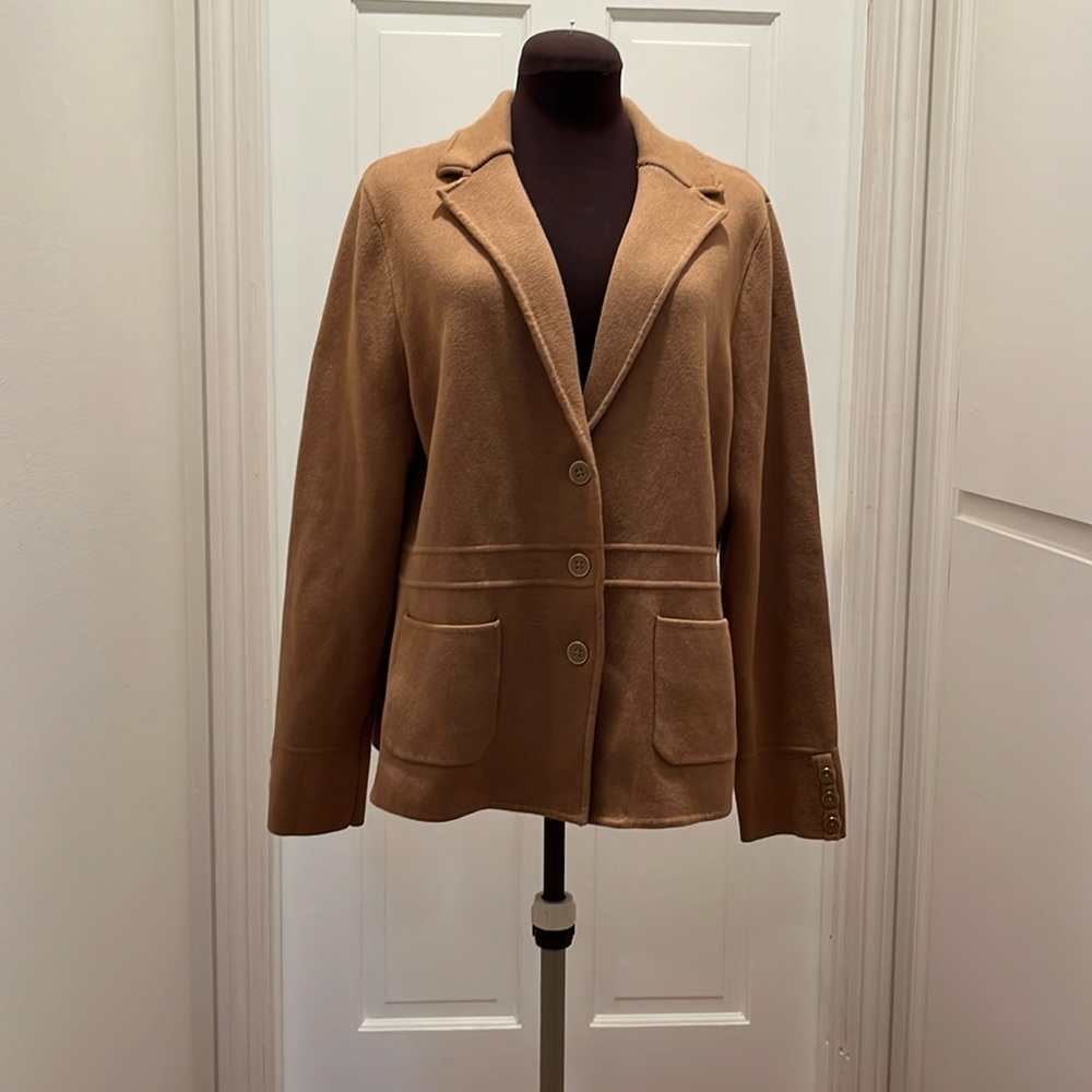 Talbots knit blazer, camel (brown) color, size XL